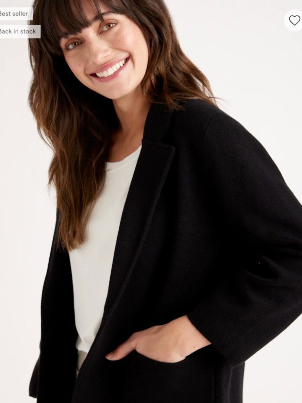 NWOT Quince Black 100% Organic Cotton Knit Blazer Size Small - Picture 2 of 10